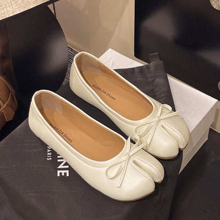 Summer Women's Bowknot Flat Tabi Ninja Shoes Pig Toe Slippers Lazy Person Horse Hoof Shoes Women Split Toe Mocassines Loafers