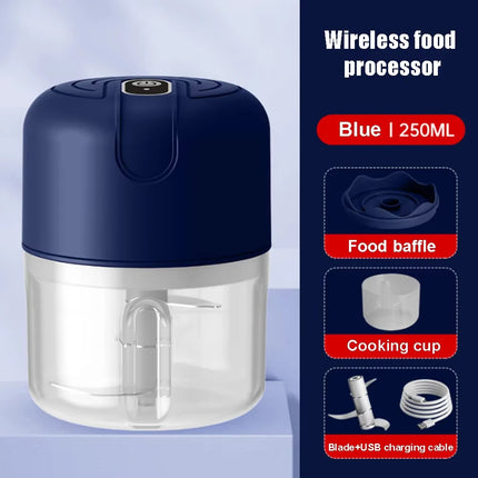 Electric garlic puree machine, garlic grinder, portable rechargeable meat grinder, vegetable mixer, 250ML kitchen tool grinder