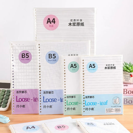 A5/B5/A4 Loose - Leaf Refills - 60 Sheets, Multi - Style Notebook Inserts Grid/Line/Blank Inner Page Refill