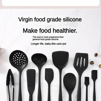 1/10PCS Food-Grade Silicone Kitchen Tools Set, Heat-Resistant Slotted Spoon for Non-Stick Cookware & Hot Pot, Multi-Use Strainer