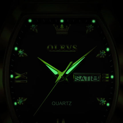 OLEVS 5528 Men's Watches Luxury Tonneau Original Top Brand Quartz Watch for Men Waterproof Luminous Week Date Male Wristwatch