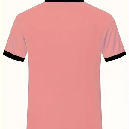 100% Polyester Men Summer Short Sleeve Lapel Polo Shirt New Fashion Stripe Tops Polo Shirt