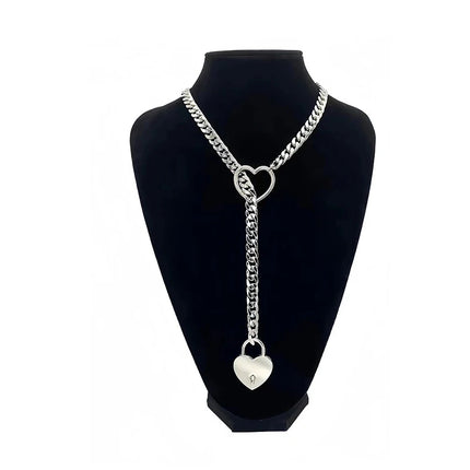 Trendy Simple Adjustable Y-Necklace Heart O-ring Slip Chain Punk Rock Necklace Stainless Steel Cuban Long Necklace For Women