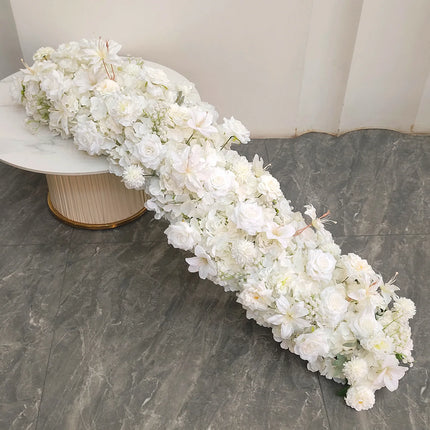 Uflower 100/200cm Flower Row Runner Artificial Flowers Table Centerpiece Wedding Decoration Flowers Backdrop Wall Arches Decor