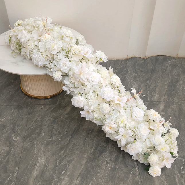 Uflower 100/200cm Flower Row Runner Artificial Flowers Table Centerpiece Wedding Decoration Flowers Backdrop Wall Arches Decor