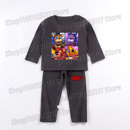 FNAF Pajamas Pants Set Children Thermal Underwear Suit Anime Five Nights at Freddy's Cool Clothing Suits Boys Girls Loungewear Gift