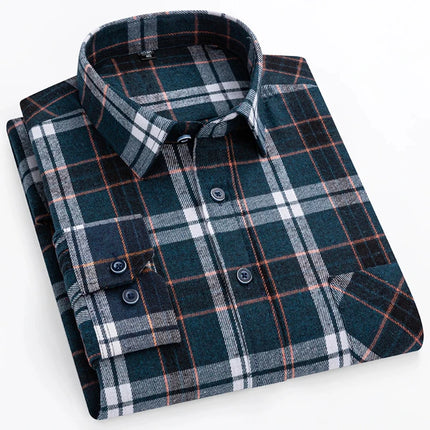 11XL Fits 160 KG Men's Flannel Shirts Long Sleeve Big and Tall 100 Cotton Men's Plaid Flannel Shirts Long Sleeve with Pockets