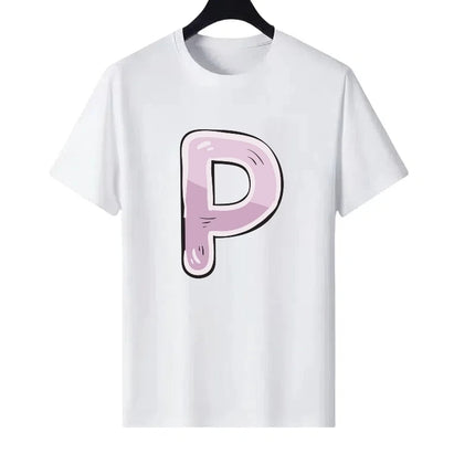 Letter Number Woman Black Summer Round Neck Parent-child Clothing Casual Tops Unisex Comfort Short Sleeves T-Shirt Men Blouses