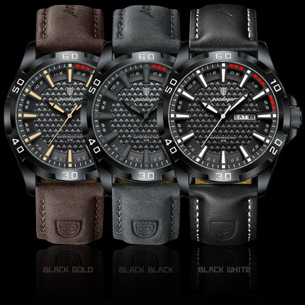 POEDAGAR Original Men's Wristwatch Top Luxury Waterproof Luminous Date Week Watch For Men Quartz Sport Leather Men's Watches Reloj