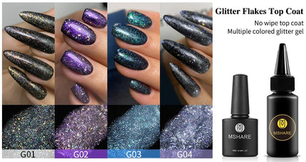 MSHARE 3D Top Coat UV LED Gel Rhinestones No Wipe Topcoat Without Sticky Layer Water Drop 50ml