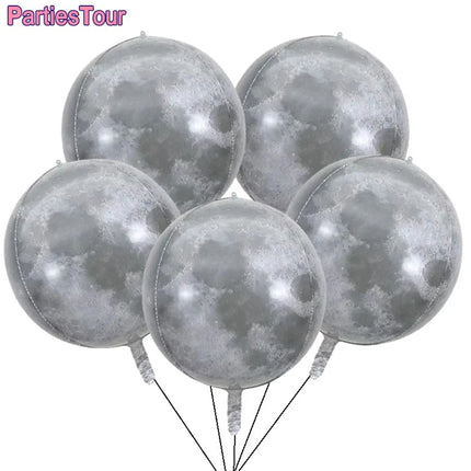 5pcs 22Inch 4D Sphere Outer Space Balloons World Map Galaxy Planet Earth Balloon Space Theme Birthday Decorations World Map Ball