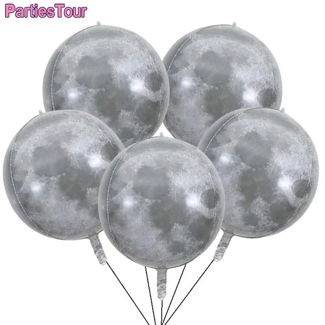 5pcs 22Inch 4D Sphere Outer Space Balloons World Map Galaxy Planet Earth Balloon Space Theme Birthday Decorations World Map Ball