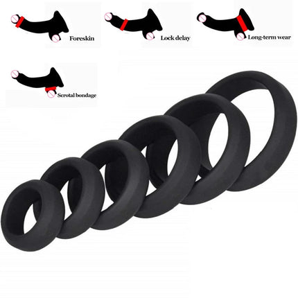 6 Pcs Male Penis Rings Cock Rings Sleeve Delay Ejaculation Silicone Beaded Time Lasting Erection Sex Toys For Men Adult Games