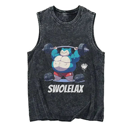 2026 Hot Anime Pokemon Men's Tank Top Man Sleeveless Shirt Summer Y2k Clothes Vintage Washed Vest Oversized T Shirts Gym Clothes