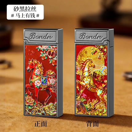 New Voice-controlled Embossed Alloy Kerosine Lighter,Intelligent Voice-controlled Ignition Open Flame Men's Personalized Lighter