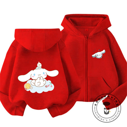 Fashion Casual 2026 Cinnamoroll Zipper Hooded Sweatshirt 3-14Y Boys Girls Autumn Winter Cute Kawaii Cartoon Street Hot Outdoor