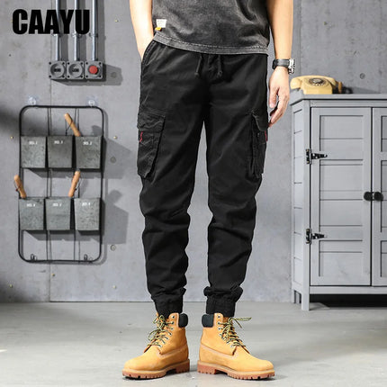 CAAYU Joggers Cargo Pants Mens Casual Hip Hop Y2k Multi-Pocket Male Trousers Sweatpants Streetwear Techwear Tactical Khaki Pants
