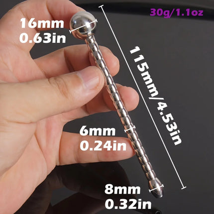 Stainless Steel Penis Plug,Beaded Urethral Dilation Catheter Sounding Sound with Hollow Core,Metal Urethra Dilator