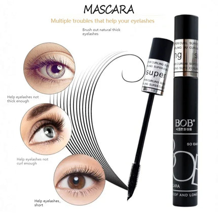 BOB Stunning Long Mascara Waterproof Curl Thick Curve Brush Head Not Dizzy Makeup Not Easy to Take Off Makeup