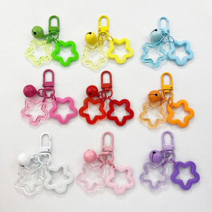 Acrylic Creative Cute Hollow Design Star Bell Keychain Pendant For Men Women Bag Charm Car Keychain Accessories Jewelry Gifts