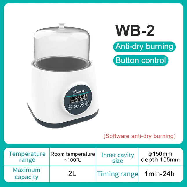 JOANLAB Water Bath Laboratory Constant Temperature Digital Display Heater Thermostat Tank Anti-dry Burning 100℃ 2L 110/220V
