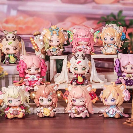 Hot Original Moni Cute Cat Kitten Office Blind Box Table Display A Surprise Toy  For The Girl'S Birthday Present Cute Kawaii Gif