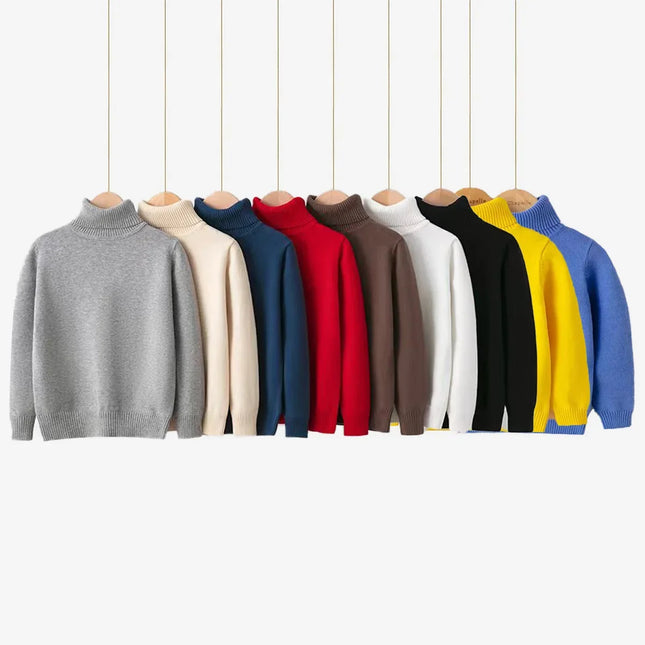 2-8T Toddler Kid Baby Boy Girl Sweater Winter Clothes Knit Pullover Top High Collar Warm Thick Infant Knitwear Casaul Outfit
