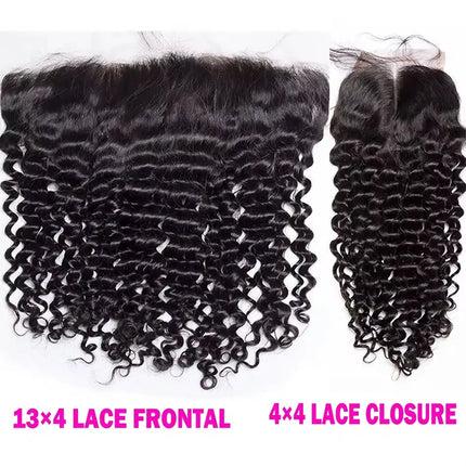 13x4 Transparent Lace Frontal pre plucked Straight Body Loose Water Deep Curly 4x4 Lace Closure Remy Human Hair 8-20 Inch