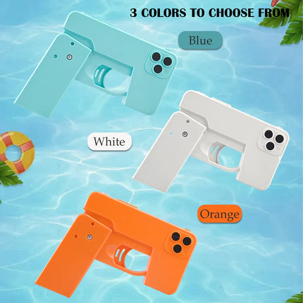 Folding Water Gun Toy, Simulate Shape of Mobile Phone Long Firing Range Outdoor Beach Bathroom Pool Play Water Gifts for Kids