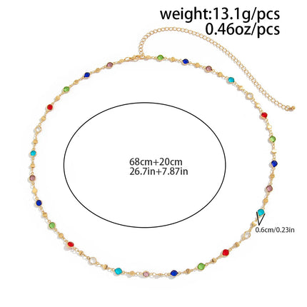 Simple Colorful Geometric Crystal Waist Belly Chain for Women 2025 Trendy Bikini Thin Belt Chain Body Jewelry