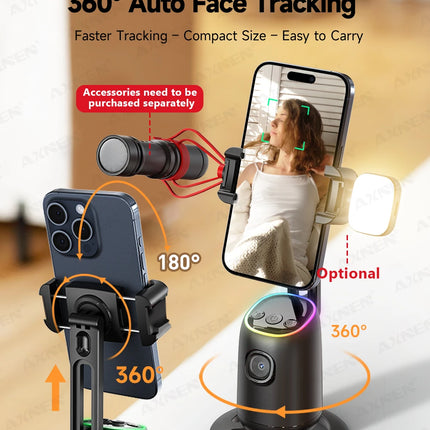 P05 AI Follow Gimbal 360 Rotation Face Tracking Stabilizer Filming Portable Desktop Cellphone Holder for Live/Photo