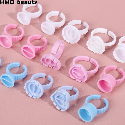 50/100Pcs Disposable Glue Ring Cup For Lashes Fan Tattoo Pigment Holder Eyelash Extension Container Glue Holder Makeup Supplies