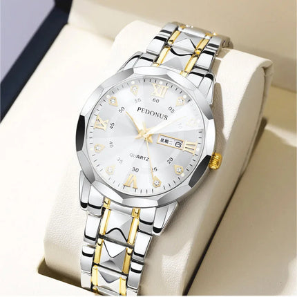 Top Brand Watch Men's Trendy Business High Quality Steel Strap Chinese English Dual Calendar Male Fashion Quartz Wristwatches