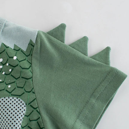 2 3 4 5 7 9 Years Summer Baby Boys Girls Short Sleeve T-shirt Cartoon Green Crocodile Children Kids Cotton Tops Pure Color