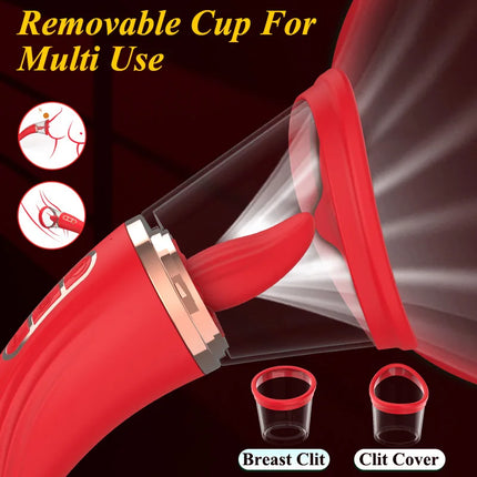 Tongue Licking with Sucking G Spot Vibrator 3 in 1 Sex Toys for Women Powerful Clitoral Nipple Oral Sucker Stimulation Massager