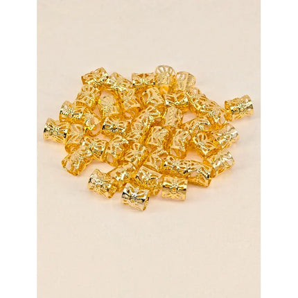 "Gold Plated Dreadlock Charms: 40-Piece Adjustable Hair Cuffs & Braid Rings for Goddess Locs & Twists"