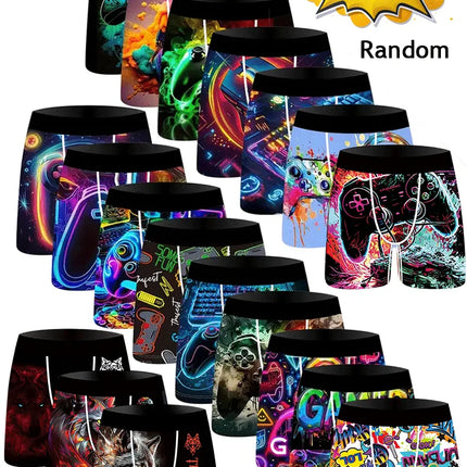 Random 3Pcs Fashion Print Men's Boxer Shorts Ice Silk Underwear Underpants Cool Breathable Loose Fit Panties Wholesale Lots
