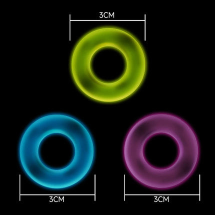 3 Pcs Reusable Luminous Cock Penis Rings Enlargers Erection Enhancing Long Lasting Ejaculation Adult Sex Toys for Men or Couples