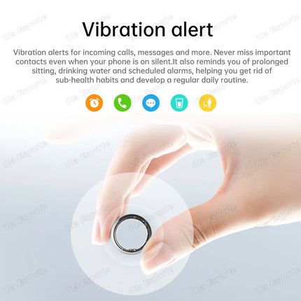 Smart Ring Vibration Alerts for Incoming Calls, Messages Heart Rate Monitor IP68 Waterproof Multi-sport Mode Smartring Man Women