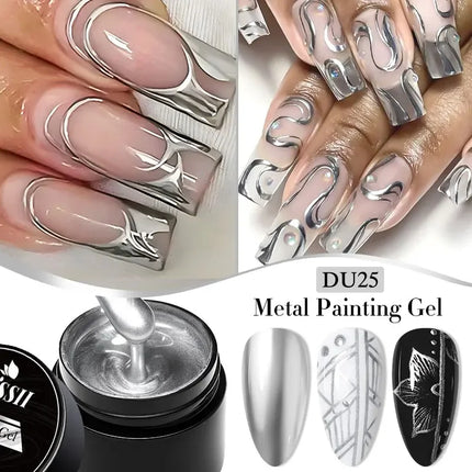 2/3pcs Mirror Metal Gel Nail Polish Set Gold Silver Metallic Painting Drawing Line Gel Semi Permanent Soak Off UV Gel Varnish
