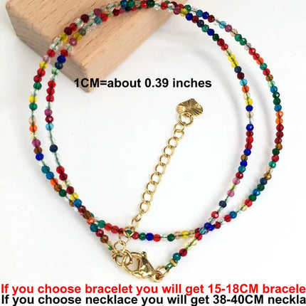Natural Stone Beads Necklaces bracelet 2-3MM Faceted Round Quarts Tourmalins Mini Beads Necklaces For Women Jewelry Gifts