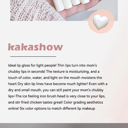 Kakashow Mirror Watery Lip Gloss Iron Brush Head Jelly Lipgloss Moisturizing Lip Tint Lipstick Nature Nude Lips Makeup Cosmetics