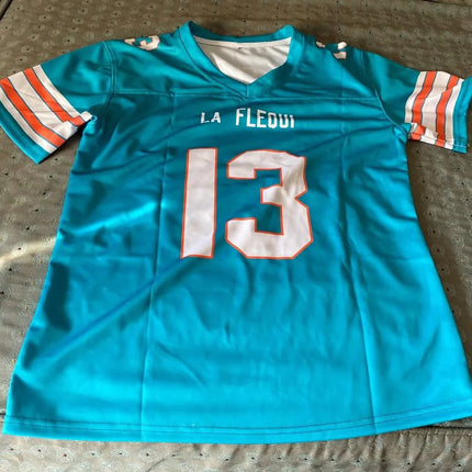 Personalized American Football Jersey White Aqua Custom Printed Team Name Number for Men Women Kids Youth Uniform Fans Gift