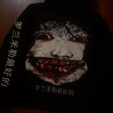 Drolandmiller Death Forest Hoodies Women Goth Streetwear Tops Grunge Punk Harajuku Sweatshirt Oversized Hoodie Y2k Clothes