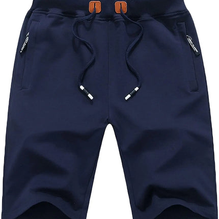 Drawstring Men's Cotton Shorts, Cozy Fit Slim Elastic Sports Shorts Man Casual Running Trendy Sweatpants Male Clothing