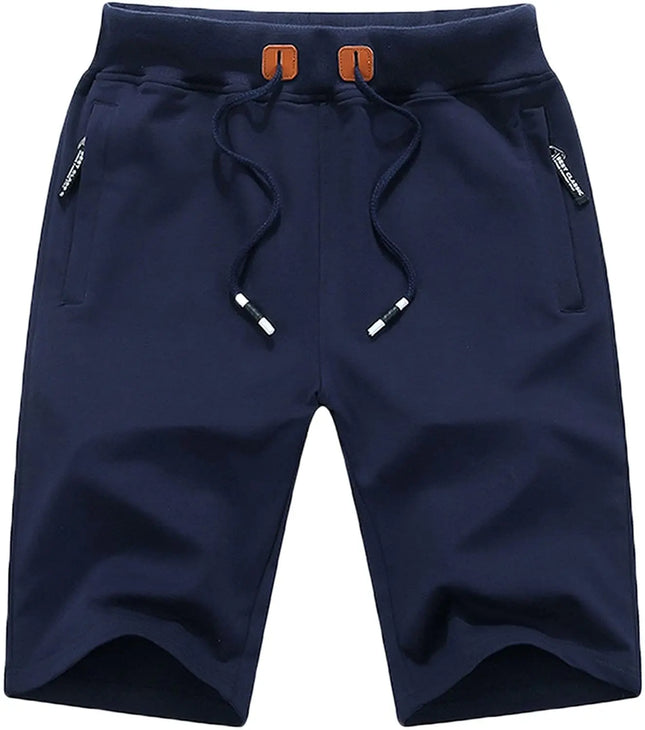 Drawstring Men's Cotton Shorts, Cozy Fit Slim Elastic Sports Shorts Man Casual Running Trendy Sweatpants Male Clothing