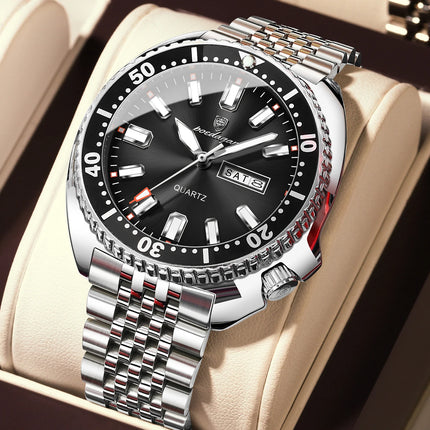 POEDAGAR Top Business Men Watch Date Week Waterproof Luminous Fashion Man Wristwatch Stainless Steel Casual Quartz Men's Watches