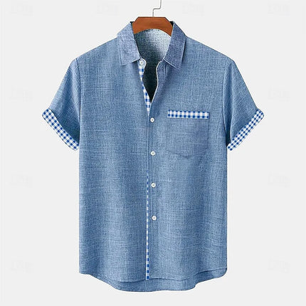 Linen Men's Tops Breathable Fashion Casual Hawaiian Men's Street Outdoor Seaside Beach Men's Tops Light Men's T-Shirt Plus Size