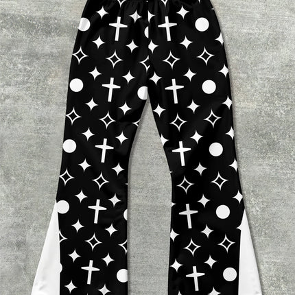 Y2k Flared Pants Men Loose 3D Print Trousers Casual Sweatpants Mid Waist Sporty Female Clothes Streetwear Hip Hop Vintage Pants