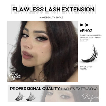 GROINNEYA Lash Clusters DIY Fluffy Lashes Mixed Tray Individual Lashes Natural Volume Cluster Eyelashes Extension Makeup